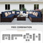 UPHA 9 Pieces Patio Furniture Sets, Wicker Outdoor Sectional Sofa Couch - Image 4