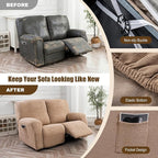 Gennia Recliner Loveseat Cover 4 Pieces, Waterproof Stretch Recliner Sofa - Image 5