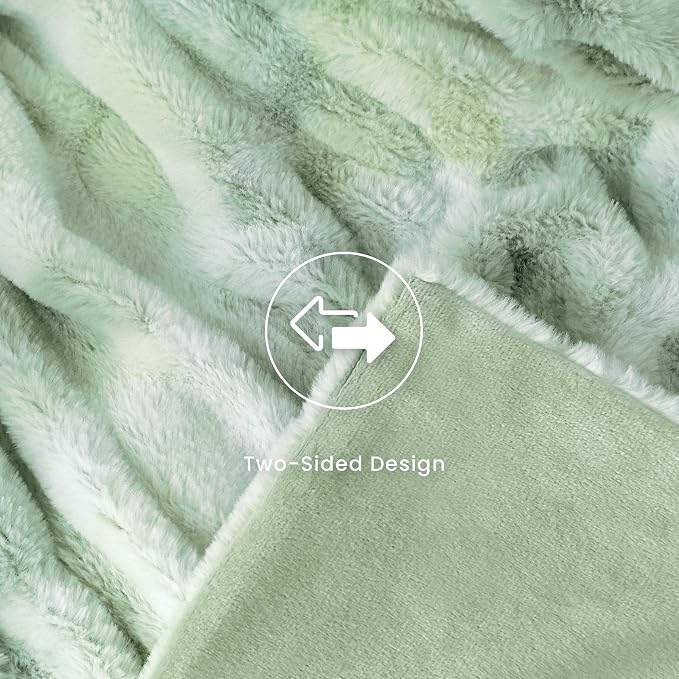 Ultra Soft Cozy Faux Fur Throw Blanket, Fuzzy Plush Thick Bubble Blanket - Image 4