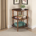 3-Tier Solid Wood Round End Table, Sofa Side Table by Ripros