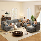 Ihanherry 141" Oversized V-Shaped Modular Sectional Couch, 9-Seater Cloud Sofa - Image 7