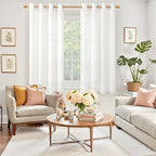 YoungsTex White Linen Semi Sheer Curtains 45 Inch Length - Image 2