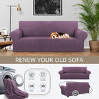 Stretch Couch Covers for Sofa, 3 Cushion Couch Slipcover, Dark Purple | 1-Piece - Image 3