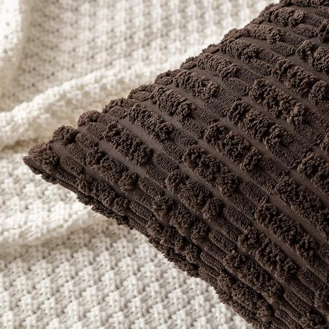 MIULEE Corduroy Decorative Throw Pillow Covers 16x16 Dark Brown Pack of 2 | - Image 6
