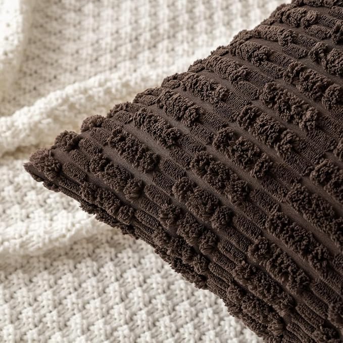 MIULEE Lumbar Corduroy Decorative Throw Pillow Covers 12x20 Dark Brown | Pack - Image 5