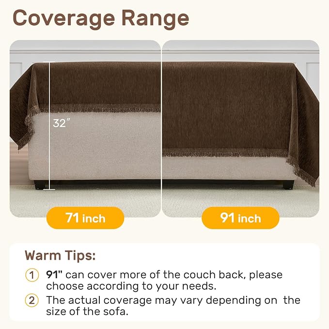 2 Pieces Sectional Couch Covers L Shaped Cover L Coffee | Thick Washable Fabric - Image 5