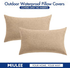 MIULEE Pack of 2 Decorative Outdoor Solid Waterproof Throw Pillow Covers Faux - Image 6