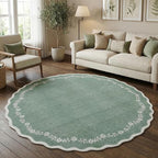 GarveeHome Round Rugs 6ft Scalloped Washable Circle Rug by GarveeHome