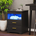 Night Stand with Gun Drawer, Charging Bedside Table with USB & Type-C Port - Image 7