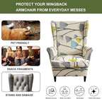 HAOYONG Printed Wingback Chair Covers 2 Pieces Wing Chair Slipcover High - Image 5