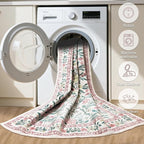 PLHXFR 3x10 Washable Runner Rug：Floral Indoor Kitchen Carpet Pink Green | - Image 8