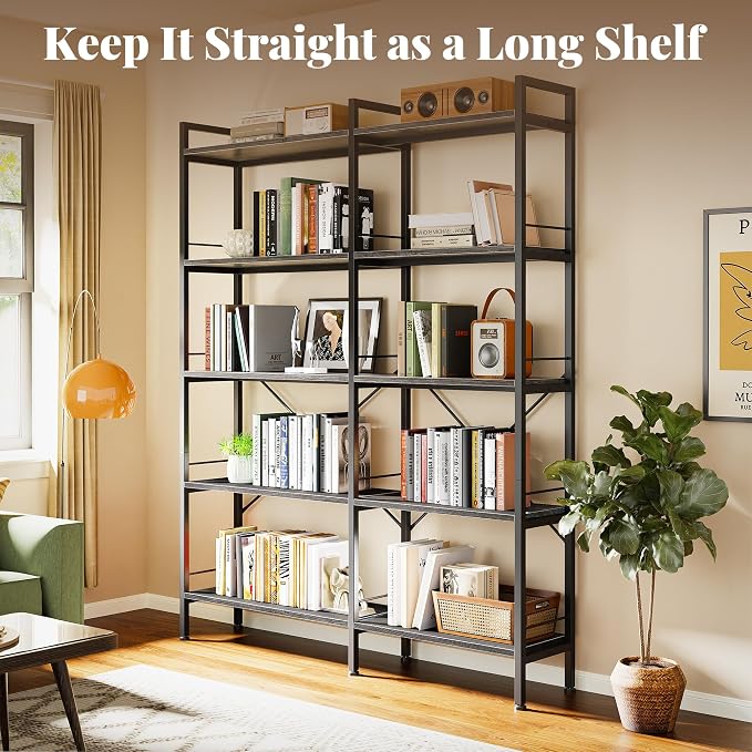 Huuger 5 Tier Bookshelf, L Shaped Corner Bookshelf - Image 4