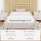 SHA CERLIN 14" Twin Size Metal Platform Bed Frame/Victorian Headboard and - Image 7