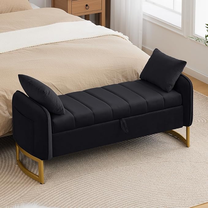 End of Bed Storage Bench, Storage Ottoman Bench by Aemeios