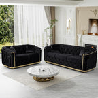 DAMAIFROM Velvet Couch Black and Gold Sofa Luxury Loveseat 84.6" Mid Century - Image 6