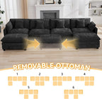 147'' Modualr Sectional Cloud Deep Seat Couch, Oversized Chenille U Shaped - Image 6