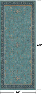 Teal Boho 2x5 Non Slip Small Kitchen Rug Runner - Image 2