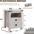 T4TREAM Farmhouse Nightstand Set of 2, Rustic End Table - Image 3
