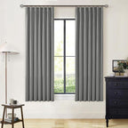 Grey 63 Inch Blackout Pleated Linen Curtains - Image 7