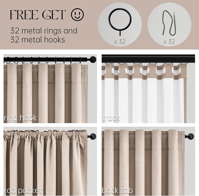 Topfinel Linen Blackout Curtains 86 Inches Long 2 Panels - Image 6