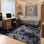 Area Rugs for Bedroom Living Room, Fluffy Tie-Dyed Dark Grey 4x6 Indoor Bedside - Image 2