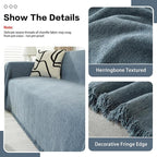 DREAMINGO Modern Minimalism Grayish Blue Couch Cover Sectional Sofa Covers - Image 3