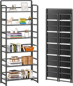 4NM No Assembly 6 Tiers Folding Bookshelf Storage Shelves Vintage Bookcase by 4NM