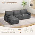 Vesgantti 108" Modular Sectional Sofa, Comfy Cloud Couch - Image 2