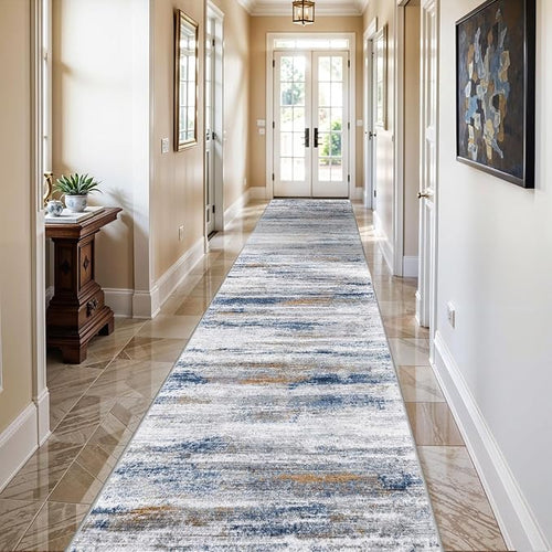 2x10 Washable Runner Rugs for Hallway: Easy-to-Clean Abstract Runners for - Image 2