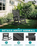 SERWALL Outdoor Rocking Chair, HDPE Rocking Chair - Image 5