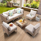 7-Piece Patio Furniture Set, Outdoor Wicker Sectional Sofa - Image 7