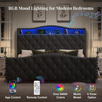 Belffin Queen Size Bed Frame and Headboard, 50.9" Velvet Upholstered Wingback - Image 4