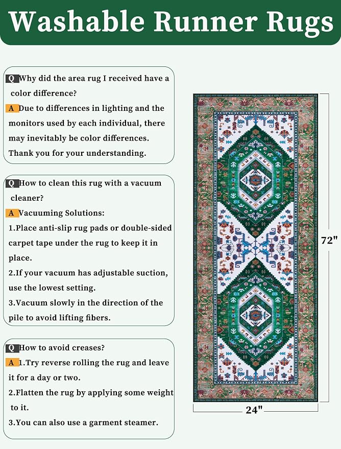 SERISSA 2x6 Washable Non Slip Boho Runner Rug - Image 6