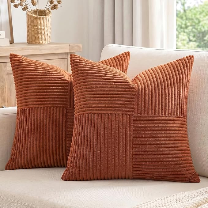 Fancy Homi 2 Packs Rust Decorative Throw Pillow Covers 16x16 Inch by Fancy+Homi