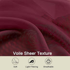 Burgundy Sheer Curtains 84 Inches Long 2 Panels Set - Image 3