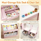 5-in-1 Kids Art Table and Chairs, Wood Toddler Table and Chair Set - Image 6
