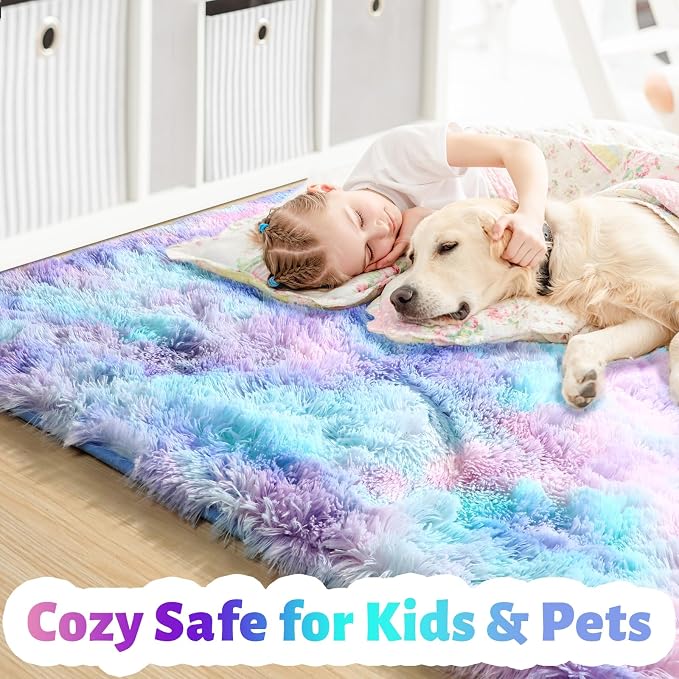 Amdrebio Purple Rainbow Mermaid Small Rug 3x5 - Image 2