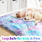 Amdrebio Purple Rainbow Mermaid Plush Area Rug 5x7 - Image 2