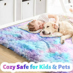 Amdrebio Purple Rainbow Mermaid Fluffy Runner Area Rug 2x6 - Image 2