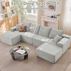 140" Sectional Cloud Couch for Living Room, Modular Floor Deep-Seat Sofa - Image 7