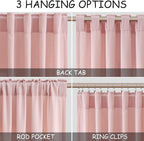 Pink Linen Curtains 102 Inches Long Rod Pocket Back Tab Drapes 2 Panels Set - Image 2