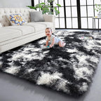 Black White Grey Rugs for Living Room 5x8, Fluffy Vintage Rugs for Kids Room | - Image 9