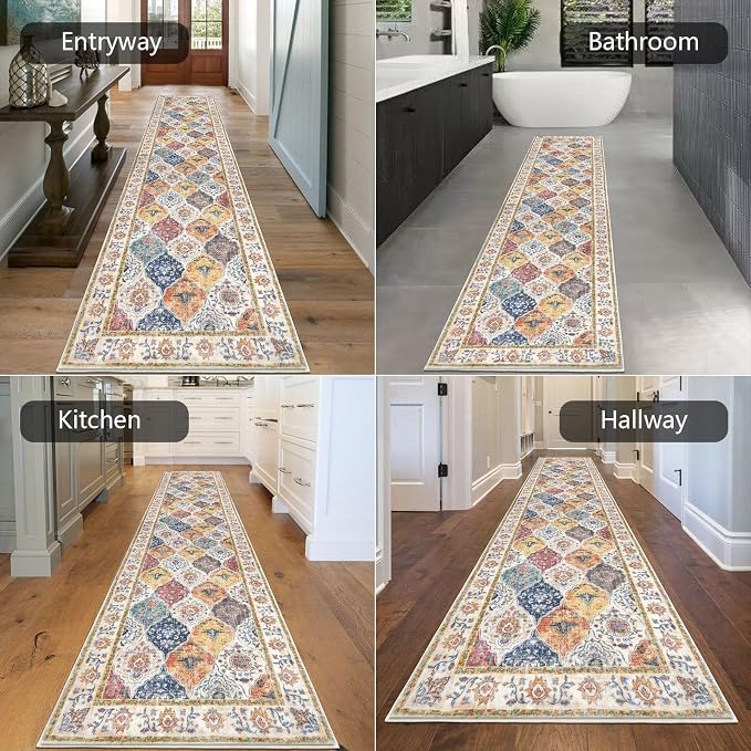 HEBE Hallway Runner Rug 2'8''x12', Washable Non Slip Kitchen Rug Runner | Soft - Image 5