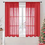 BGment Red Linen Curtains 54 Inch Length by BGment