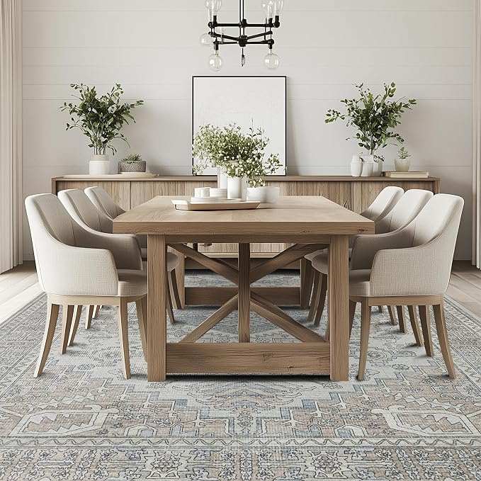 9x12 Washable Area Rugs for Living Room, Dining Room- Retro Taupe | Ultra Soft - Image 6