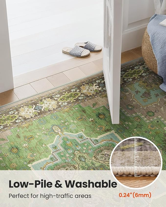 AMADA HOMEFURNISHING 2x3 Washable Entry Rug, Vintage Distress Print Pattern - Image 4