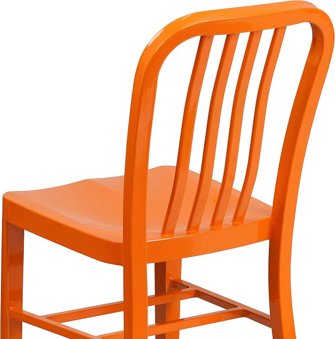 Flash Furniture Gael Commercial Grade 2 Pack Orange Metal Indoor-Outdoor Chair - Image 11