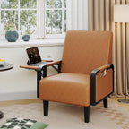 Andeworld Modern Brown Accent Chair, PU Leather Upholstered Armchair Side Chair - Image 7