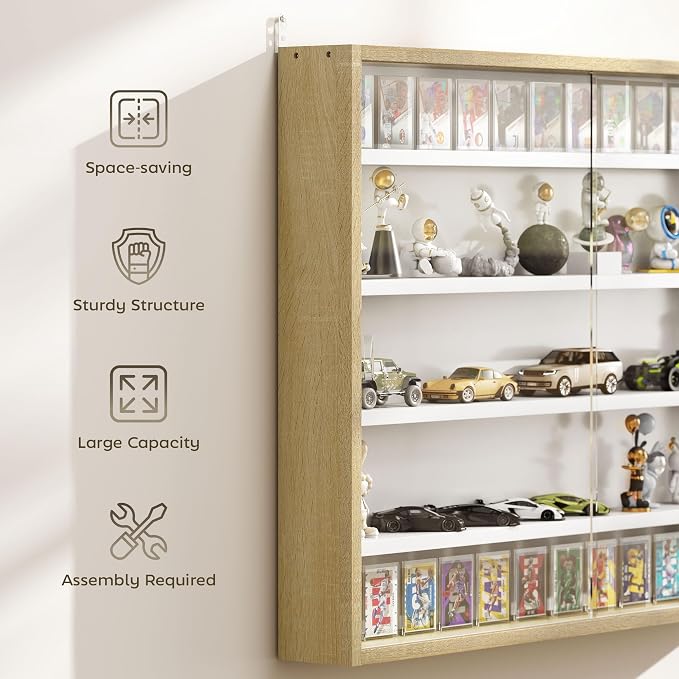 HOMCOM 5-Tier Display Cabinet, Glass Door Cabinet - Image 6
