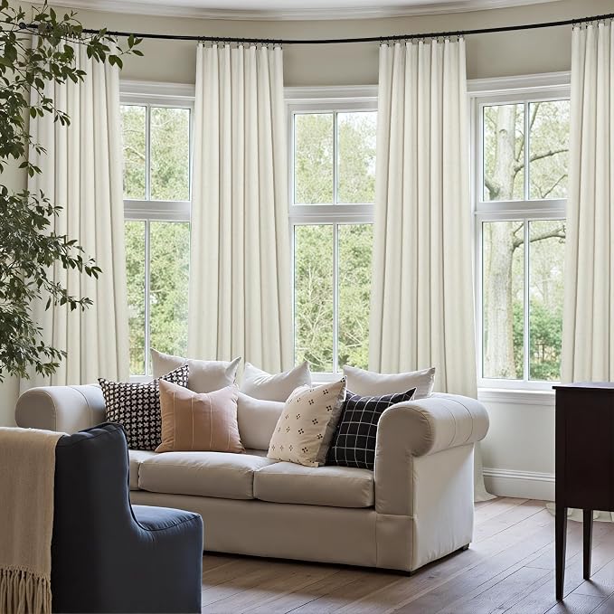 Pitalk 72 Inch Curtains for Living Room Black Out Linen Back Tab Loops Room - Image 7